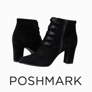 Expressions Black Velveteen Granny Ankle Boots 9.5